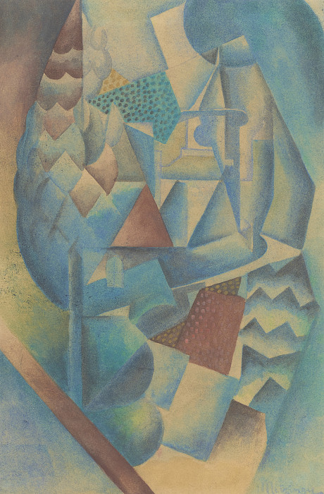 Jean Metzinger (Nantes, France, 1883 - 1956, Paris, France), "Village dans un paysage (Village in a Landscape)," circa 1916, watercolor on paper, 10 1/4 × 6 3/4 in. Arkansas Museum of Fine Arts Foundation Collection: Purchase, Tabriz Fund. 1999.001.