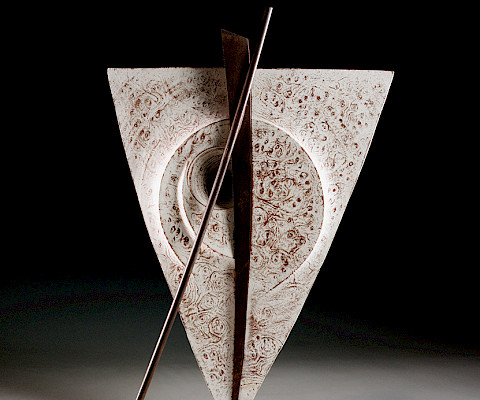 Stoney Lamar (Alexandria, Louisiana, 1951 - ), "All Dressed Up," circa 2003, multi-axis lathe-turned madrone burl, steel, and milk paint, 22 x 14 x 6 in., Arkansas Museum of Fine Arts Foundation Collection: Purchased with a gift from John and Robyn Horn. Photography by Edward C. Robison III. 2004.020.