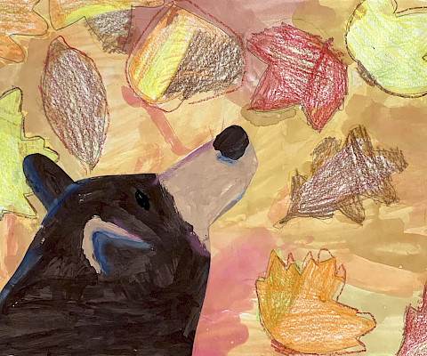 Best In Class: Charlotte F., "Before the Snooze," mixed media, First Grade, Immaculate Conception Catholic School NLR, Art Educator: Christi Callway.