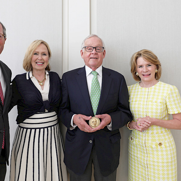 Photo of Warren Stephens, Isabel Anthony, John Ed Anthony, and Harriet Stephens at the presentation of the Winthrop Rockefeller Award on May 15, 2023.